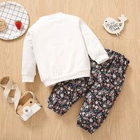 Load image into Gallery viewer, 2 Pieces Set Baby Kid Girls Cartoon Bow  Tops And Flower Print  Pants Wholesale 230105245
