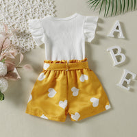 Load image into Gallery viewer, 2 Pieces Set Baby Kid Girls Solid Color Tops And Love heart Shorts Wholesale 230105274
