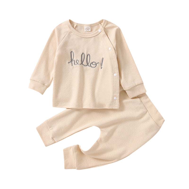 2 Pieces Set Baby Unisex Letters Tops And Solid Color Pants Wholesale 230105303