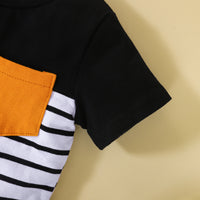 Load image into Gallery viewer, 2 Pieces Set Baby Kid Boys Striped Color-blocking Tops And Solid Color Ribbon Pants Wholesale 230105314
