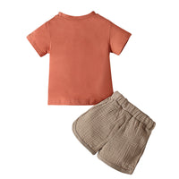 Load image into Gallery viewer, 2 Pieces Set Baby Kid Boys Letters Cartoon Print T-Shirts And Solid Color Shorts Wholesale 230105323
