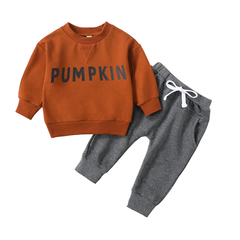 2 Pieces Set Baby Boys Letters Hoodies Swearshirts And Solid Color Pants Wholesale 230105326
