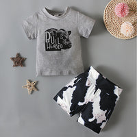 Load image into Gallery viewer, 2 Pieces Set Baby Boys Cartoon Print T-Shirts And Cow Shorts Wholesale 230105328
