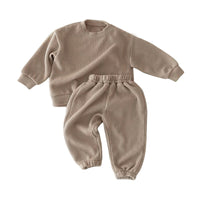Load image into Gallery viewer, 2 Pieces Set Baby Kid Girls Boys Solid Color Tops And Pants Wholesale 230105352
