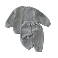 Load image into Gallery viewer, 2 Pieces Set Baby Kid Girls Boys Solid Color Tops And Pants Wholesale 230105352
