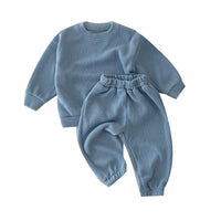 Load image into Gallery viewer, 2 Pieces Set Baby Kid Girls Boys Solid Color Tops And Pants Wholesale 230105352
