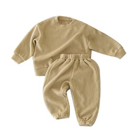 Load image into Gallery viewer, 2 Pieces Set Baby Kid Girls Boys Solid Color Tops And Pants Wholesale 230105352
