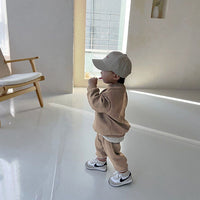 Load image into Gallery viewer, 2 Pieces Set Baby Kid Girls Boys Solid Color Tops And Pants Wholesale 230105352
