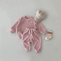 Load image into Gallery viewer, 2 Pieces Set Baby Kid Girls Boys Solid Color Tops And Pants Wholesale 230105352
