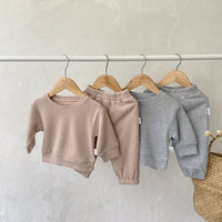 Load image into Gallery viewer, 2 Pieces Set Baby Kid Girls Boys Solid Color Tops And Pants Wholesale 230105352
