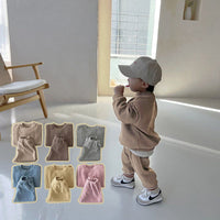 Load image into Gallery viewer, 2 Pieces Set Baby Kid Girls Boys Solid Color Tops And Pants Wholesale 230105352
