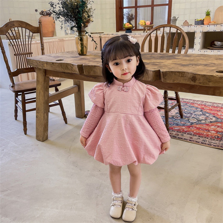 Baby Kid Girls Solid Color Dresses Wholesale 230105363