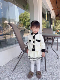 Load image into Gallery viewer, 2 Pieces Set Baby Kid Girls Flower Sweaters And Striped Skirts Wholesale 230105392
