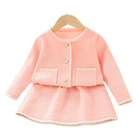 Load image into Gallery viewer, 2 Pieces Set Baby Kid Girls Solid Color Cardigan And Skirts Wholesale 230105420
