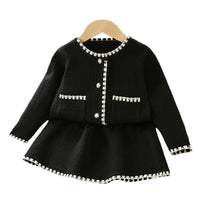 Load image into Gallery viewer, 2 Pieces Set Baby Kid Girls Solid Color Cardigan And Skirts Wholesale 230105420
