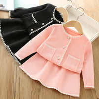 Load image into Gallery viewer, 2 Pieces Set Baby Kid Girls Solid Color Cardigan And Skirts Wholesale 230105420

