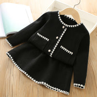 Load image into Gallery viewer, 2 Pieces Set Baby Kid Girls Solid Color Cardigan And Skirts Wholesale 230105420
