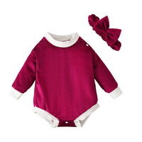 Load image into Gallery viewer, Baby Girls Muslin&amp;Ribbed Rompers Wholesale 230105425
