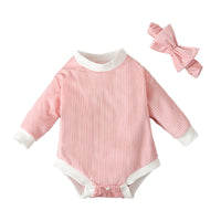 Load image into Gallery viewer, Baby Girls Muslin&amp;Ribbed Rompers Wholesale 230105425

