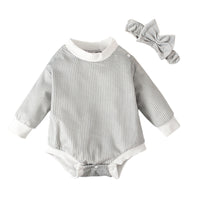 Load image into Gallery viewer, Baby Girls Muslin&amp;Ribbed Rompers Wholesale 230105425
