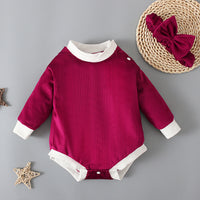 Load image into Gallery viewer, Baby Girls Muslin&amp;Ribbed Rompers Wholesale 230105425
