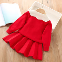 Load image into Gallery viewer, 2 Pieces Set Baby Kid Girls Flower Sweaters And Solid Color Skirts Wholesale 230105440
