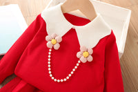 Load image into Gallery viewer, 2 Pieces Set Baby Kid Girls Flower Sweaters And Solid Color Skirts Wholesale 230105440
