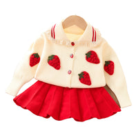 Load image into Gallery viewer, 2 Pieces Set Baby Kid Girls Fruit Cardigan And Solid Color Skirts Wholesale 230105446
