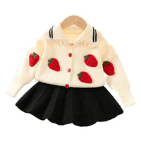 Load image into Gallery viewer, 2 Pieces Set Baby Kid Girls Fruit Cardigan And Solid Color Skirts Wholesale 230105446
