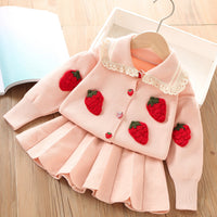 Load image into Gallery viewer, 2 Pieces Set Baby Kid Girls Fruit Cardigan And Solid Color Skirts Wholesale 230105446
