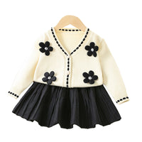 Load image into Gallery viewer, 2 Pieces Set Baby Kid Girls Flower Cardigan And Solid Color Skirts Wholesale 230105455
