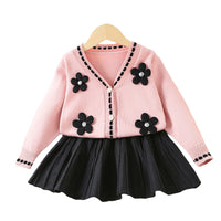 Load image into Gallery viewer, 2 Pieces Set Baby Kid Girls Flower Cardigan And Solid Color Skirts Wholesale 230105455
