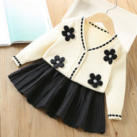 Load image into Gallery viewer, 2 Pieces Set Baby Kid Girls Flower Cardigan And Solid Color Skirts Wholesale 230105455
