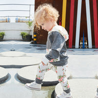 Load image into Gallery viewer, 2 Pieces Set Baby Girls Color-blocking Flower Print Hoodies Swearshirts And Pants Wholesale 23010546
