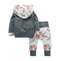 Load image into Gallery viewer, 2 Pieces Set Baby Girls Color-blocking Flower Print Hoodies Swearshirts And Pants Wholesale 23010546

