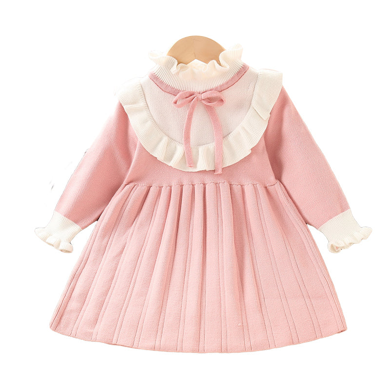 Baby Kid Girls Solid Color Knitwear Dresses Wholesale 230105462