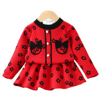Load image into Gallery viewer, 2 Pieces Set Baby Kid Girls Flower Bow Cardigan And Skirts Wholesale 230105468
