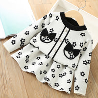 Load image into Gallery viewer, 2 Pieces Set Baby Kid Girls Flower Bow Cardigan And Skirts Wholesale 230105468
