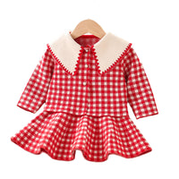 Load image into Gallery viewer, 2 Pieces Set Baby Kid Girls Checked Cardigan And Dresses Wholesale 230105473
