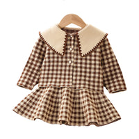 Load image into Gallery viewer, 2 Pieces Set Baby Kid Girls Checked Cardigan And Dresses Wholesale 230105473
