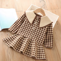 Load image into Gallery viewer, 2 Pieces Set Baby Kid Girls Checked Cardigan And Dresses Wholesale 230105473
