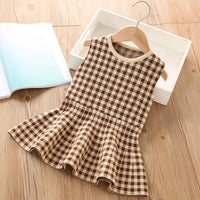 Load image into Gallery viewer, 2 Pieces Set Baby Kid Girls Checked Cardigan And Dresses Wholesale 230105473
