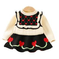 Load image into Gallery viewer, 2 Pieces Set Baby Kid Girls Love heart Crochet Sweaters And Skirts Wholesale 230105479
