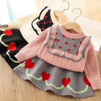 Load image into Gallery viewer, 2 Pieces Set Baby Kid Girls Love heart Crochet Sweaters And Skirts Wholesale 230105479
