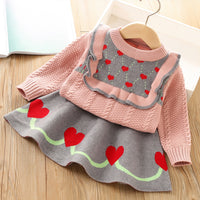 Load image into Gallery viewer, 2 Pieces Set Baby Kid Girls Love heart Crochet Sweaters And Skirts Wholesale 230105479
