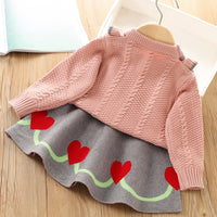 Load image into Gallery viewer, 2 Pieces Set Baby Kid Girls Love heart Crochet Sweaters And Skirts Wholesale 230105479
