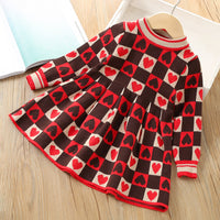 Load image into Gallery viewer, Baby Kid Girls Love heart Valentine&#39;s Day Knitwear Dresses Wholesale 230105481
