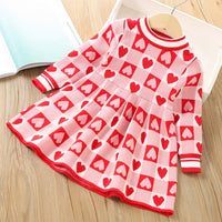 Load image into Gallery viewer, Baby Kid Girls Love heart Valentine&#39;s Day Knitwear Dresses Wholesale 230105481

