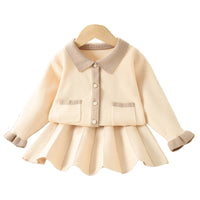 Load image into Gallery viewer, 2 Pieces Set Baby Kid Girls Solid Color Crochet Cardigan And Skirts Wholesale 230105484
