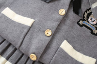 Load image into Gallery viewer, 2 Pieces Set Baby Kid Girls Embroidered Cardigan And Striped Skirts Wholesale 230105485
